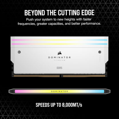 CORSAIR MEMORY CMP32GX5M2B6000C30W DOMINATOR TITANIUM 2 32GB (2 X 16GB) DDR5 6000 CL30-36-36-76 1.40V INTEL XMP MEMORY - WHITE