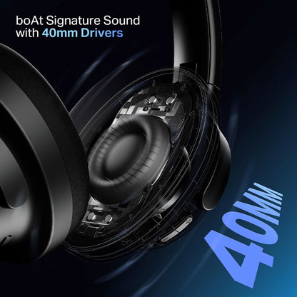 Boat Rockerz 512 ANC Bluetooth Wireless Headphone with Mic (Cosmic Black)