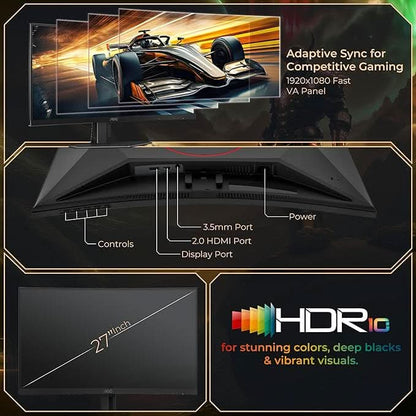 AOC 27 1500 R, FHD 1920x1080, 280 Hz, 0.3ms, 300 cd/m², HDMI 2.0 x 1, DP 1.4 x 1, NTSC 108% / sRGB 121% with Hight Adjustable Stand, AMD Freesync Premium