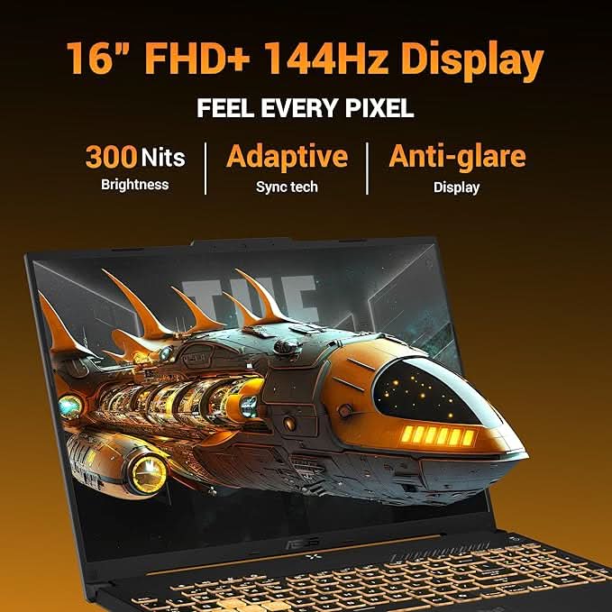 ASUS TUF GAMING A16, AMD R7 170, RTX4050 6GB, 16GB, 512GB SSD, 16.0 WUXGA, Backlit Chiclet Keyboard 1-Zone RGB, 56Whr, OFFICE HOME 2024 (IN)+M365 BASIC, Black