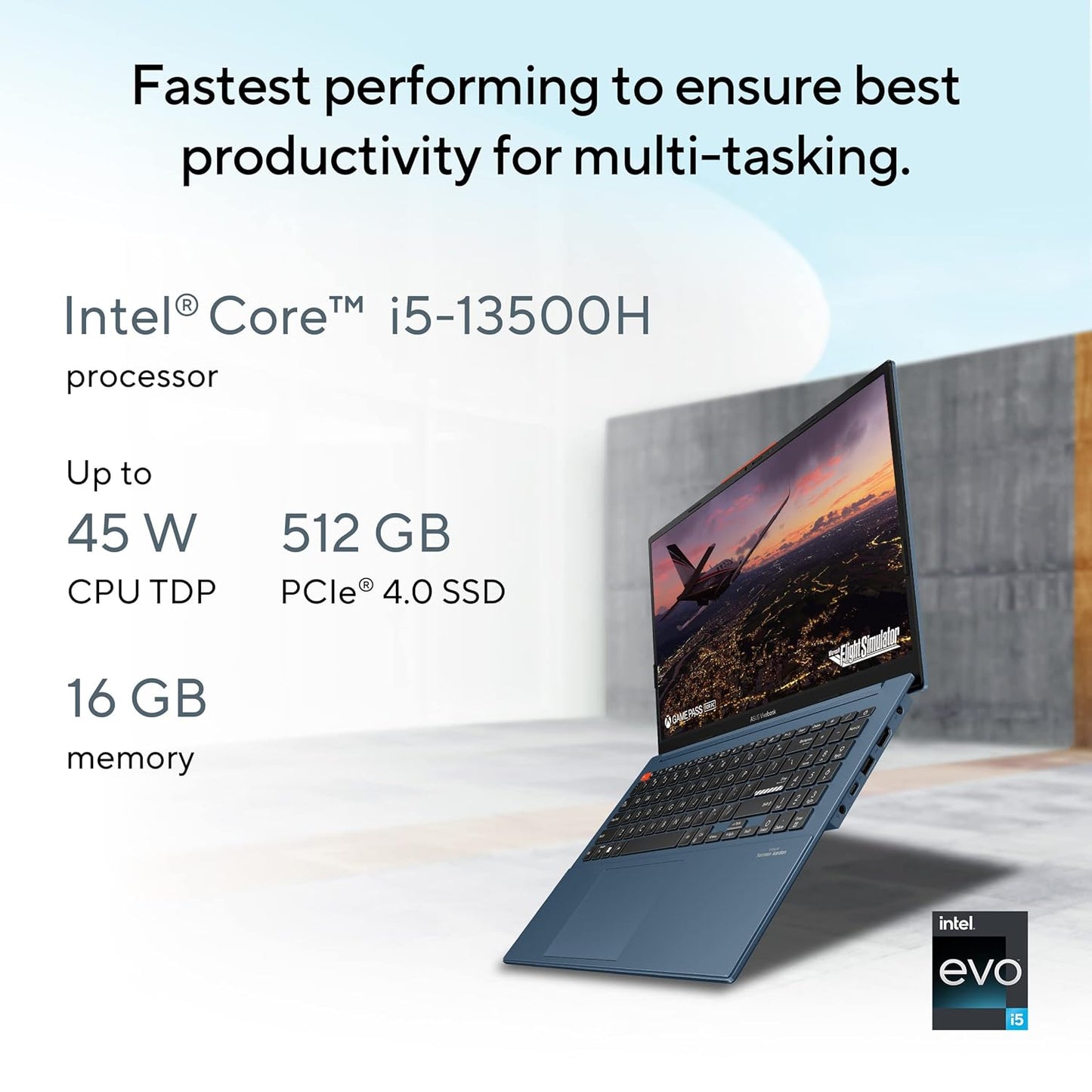 ASUS VIVOBOOK S 15 OLED INTEL CORE I5-13500H EVO / 16GB LPDDR5 / 512GB PCIE 4.0 SSD / 15.6-INCH / 2.8K (2880 X 1620) OLED 16:9 /SOLAR BLUE / FINGERPRINT / BACKLIT KB / WIN 11 HOME / MS OFFICE LAPTOP S5504VA-MA541WS
