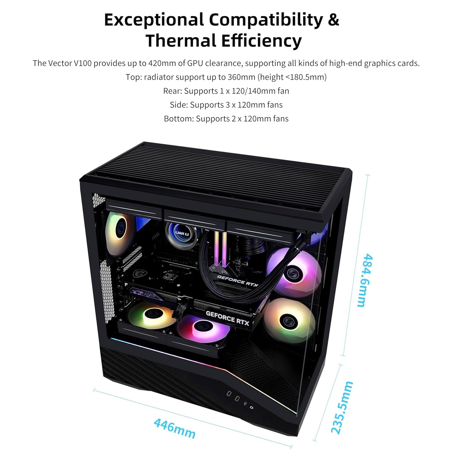 LIAN LI V100 VECTOR ATX MID-TOWER PC CASE - BLACK, G99.V100RX.IN