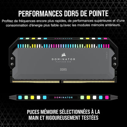 CORSAIR DOMINATOR PLATINUM RGB DDR5 RAM 64GB (2X32GB) 6000MHZ CL30- GRAY (CMT64GX5M2B6000Z30)