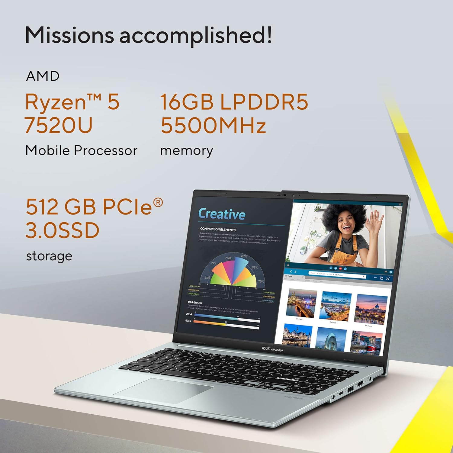 ASUS VIVOBOOK GO 15 (2023), AMD RYZEN 5 7520U, 15.6" (39.62 CM) FHD, THIN & LIGHT LAPTOP (16GB/512GB SSD/WINDOWS 11/OFFICE 2021/ALEXA BUILT-IN/GREEN GREY/1.63 KG), E1504FA-NJ543WS