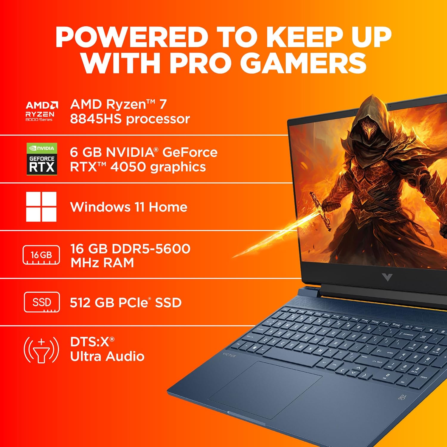 HP VICTUS 15 FB2114AX [R7-8845HS RYZEN/16GB/512GB SSD/WIN11 HOME+MSO/15.6 INCH/6GB-RTX4050 GRAPHICS /1 YEAR(S)/BLUE]