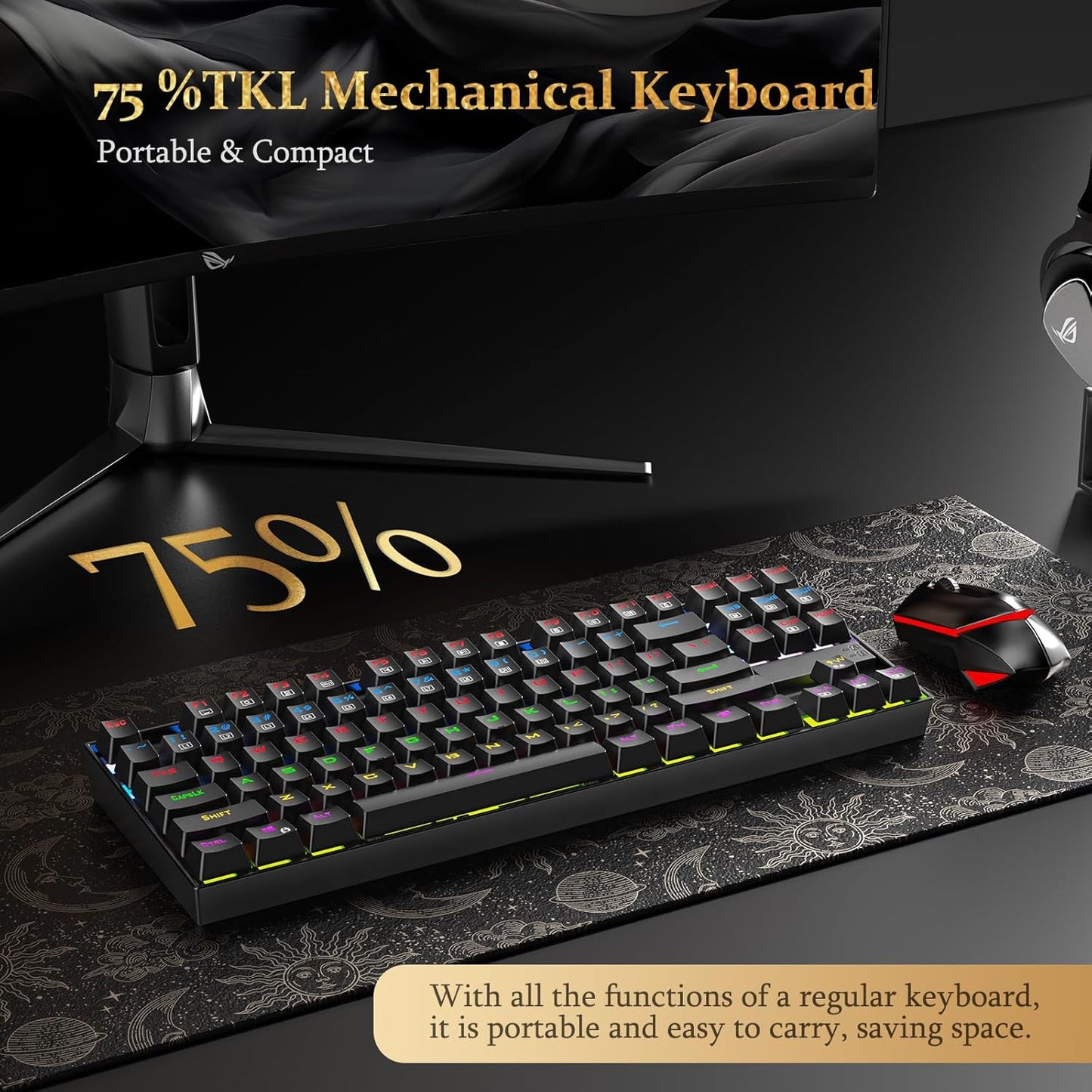 REDRAGON K552 RAINBOW KUMARA USB GAMING RED SWITCH KEYBOARD