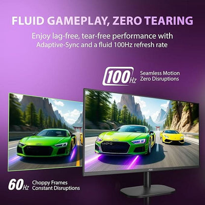 AOC 27 IPS Borderless, FHD 1920 x 1080, 100 Hz, 250 cd/m², 4 MS, HDMI 1.4 x 2, NTSC 83% / sRGB 102% / Adaptive Sync/ Flicker Free / Low Blue Mode