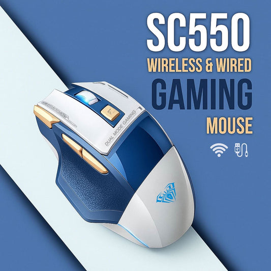 AULA SC550 WIRELESS & WIRED GAMING MOUSE (BLUE)