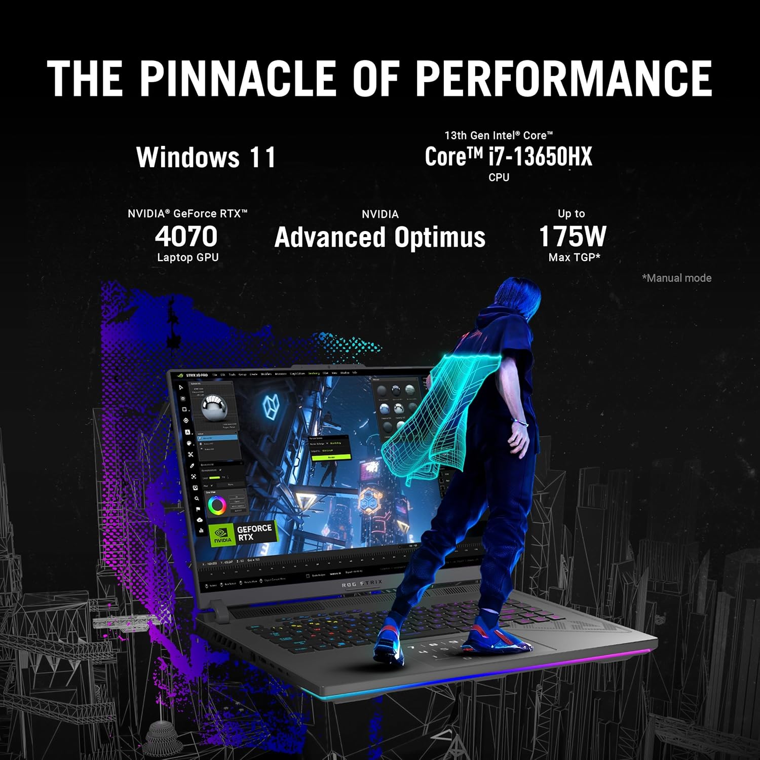 ASUS ROG STRIX G16, GAMING LAPTOP, 13TH GEN INTEL CORE I7-13650HX, RTX 4070 GRPH (16GB/1TB/40.64 CMS (16) FHD+/WIN 11 HOME) G614JI-BG711WS