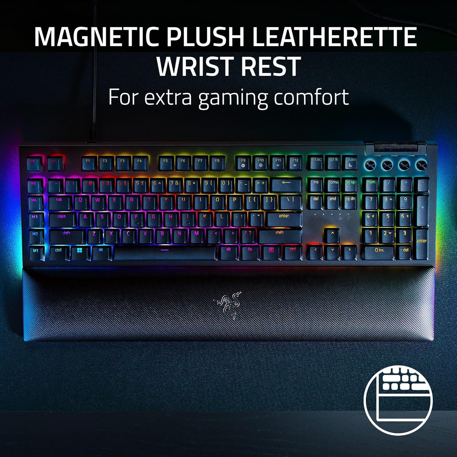 RAZER BLACKWIDOW V4 - MECHANICAL GAMING KEYBOARD (GREEN SWITCH) RZ03-04690100-R3M1