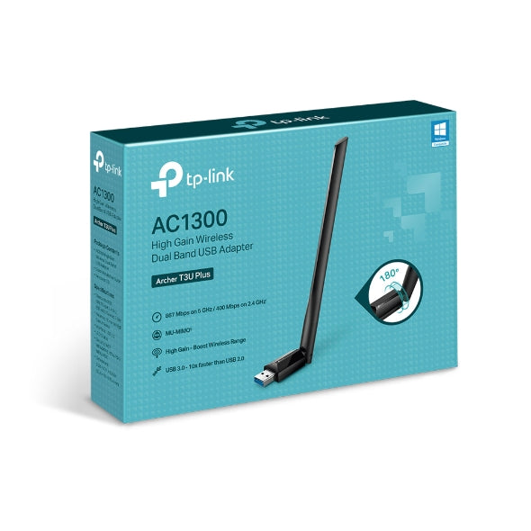 TPLink Archer T3U Plus AC1300 High Gain Wireless Dual Band USB Adapter