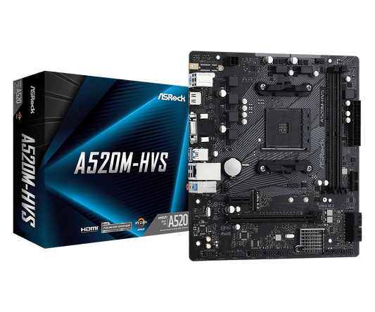 ASRock A520M-HVS AM4 AMD Micro ATX AMD Motherboard