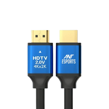 ANT ESPORTS AEH103 4K 2.0 HDMI CABLE WITH BLUE METAL CAP - 3 METERS I 24K GOLD-PLATED- (B0CQXHN99S)