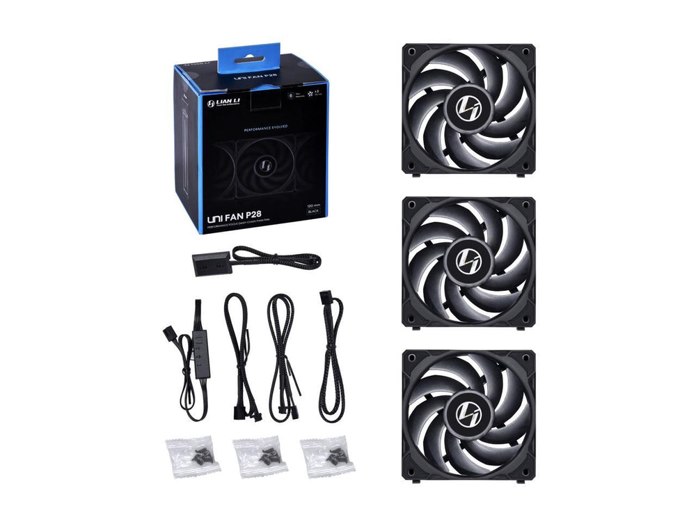 LIAN LI UNI Fan P28 120mm Non-RGB Cabinet Fan (Black) (Triple Pack)