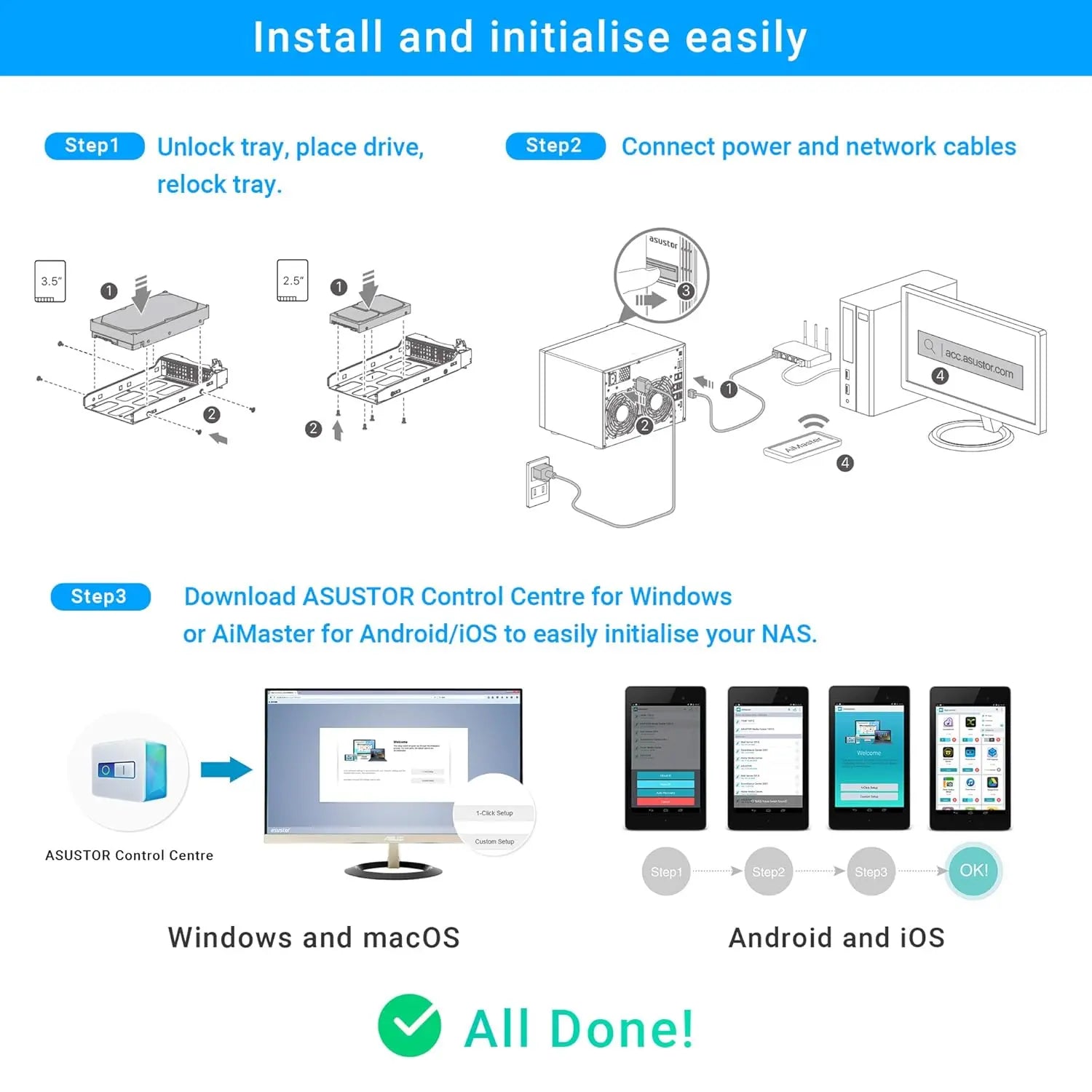 ASUSTOR AS7110T 10-Bay NAS | 10GbE + 2.5GbE, 8GB DDR4 ECC, Energy-Efficient Diskless Storage Server