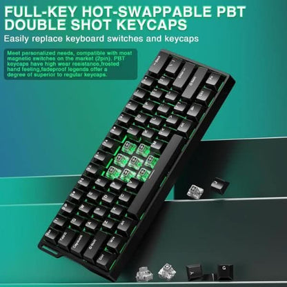 AULA WIN60 HE 60% RGB Mechanical Wired Gaming Keyboard Hall Effect Magnetic Switches For PC/Mac Black Graywood Magnetic Switch WIN60BW