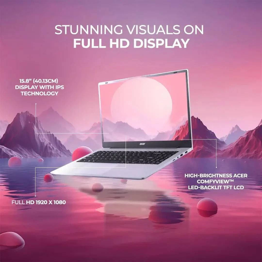 Acer Aspire AMD Ryzen 3-7330U Processor Laptop With 39.62 cm (15.6") Full HD LED-Backlit IPS Display (16 GB RAM/512 GB SSD/WiFi 6/AMD Radeon Graphics/Win11 Home/55Wh) Pure Silver