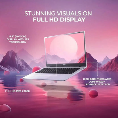 Acer Aspire AMD Ryzen 3-7330U Processor Laptop With 39.62 cm (15.6") Full HD LED-Backlit IPS Display (16 GB RAM/512 GB SSD/WiFi 6/AMD Radeon Graphics/Win11 Home/55Wh) Pure Silver