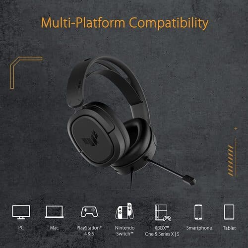 ASUS TUF H1 3.5mm Wired Gaming Headphone ( Black ) ( PC / Playstation / Mobile / Xbox )