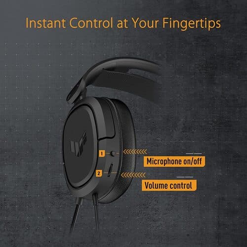 ASUS TUF H1 3.5mm Wired Gaming Headphone ( Black ) ( PC / Playstation / Mobile / Xbox )