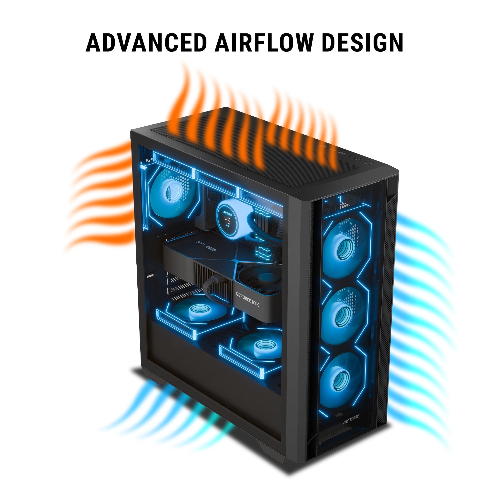 Ant Esports AQUA 360 4F Mid Tower Gaming Cabinet Black