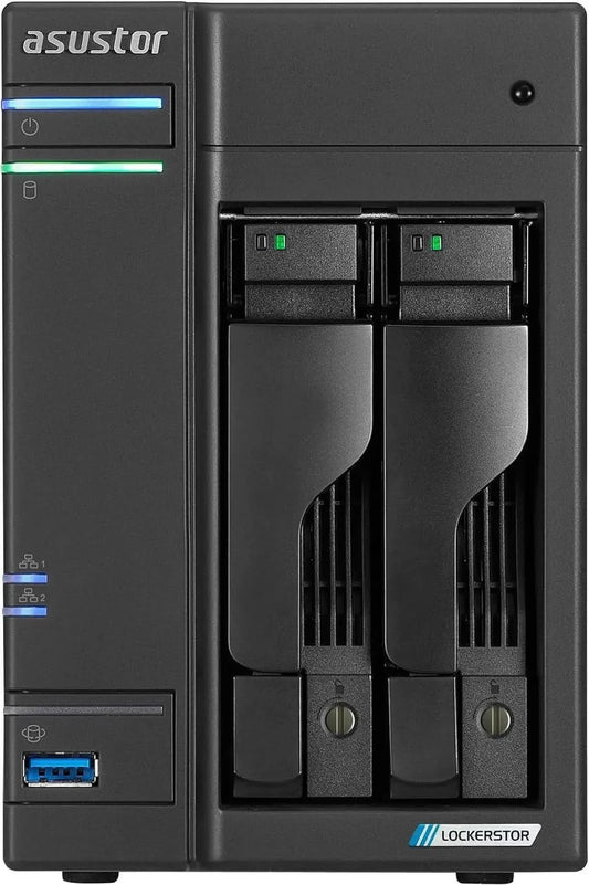 Asustor AS6702T v2 Lockerstor 2 Gen2+ 2 Bay NAS - Intel Celeron N5105 (2.0GHz)CPU - 4GB RAM DDR4 - 4x M.2 SSD Slots