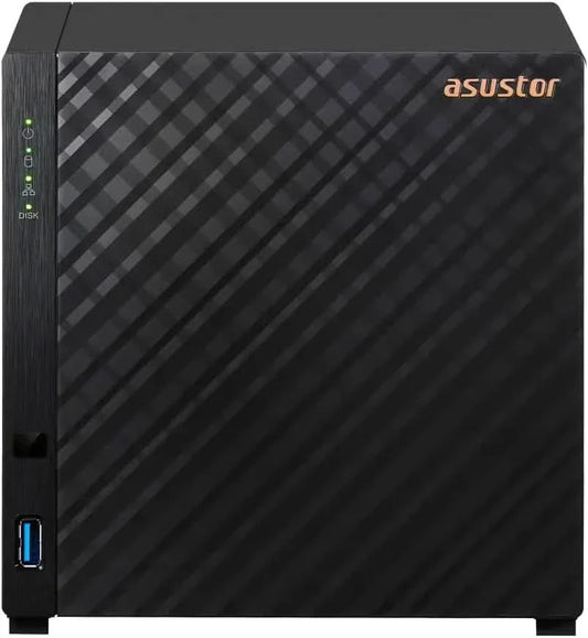 Asustor Drivestor 4 Gen 2 AS1204T, 4 Bay NAS, Quad-Core 1.7GHz CPU, 2.5GbE Port, 1GB DDR4, 3 USB 3.0, Network Attached Storage for Personal and Home Cloud Backup