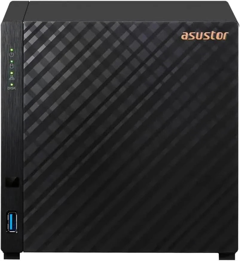 Asustor Drivestor 4 Gen 2 AS1204T, 4 Bay NAS, Quad-Core 1.7GHz CPU, 2.5GbE Port, 1GB DDR4, 3 USB 3.0, Network Attached Storage for Personal and Home Cloud Backup