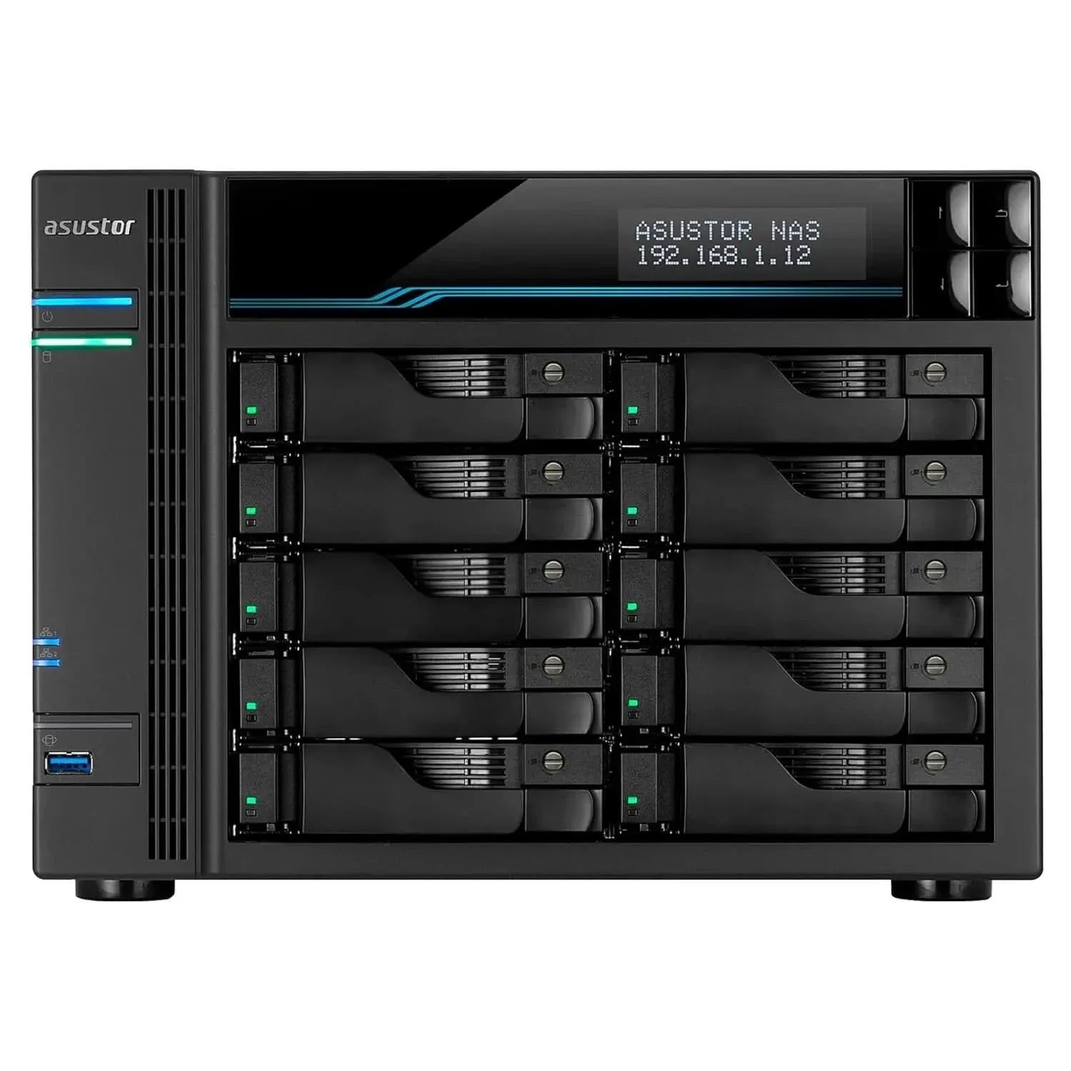 Asustor Lockerstor 10 | AS6510T | Enterprise Network Attached Storage | 2.1GHz Quad-Core, Two 10GbE Port, Two 2.5GbE Port, Two M.2 Slot for NVMe SSD Cache, 8GB RAM DDR4