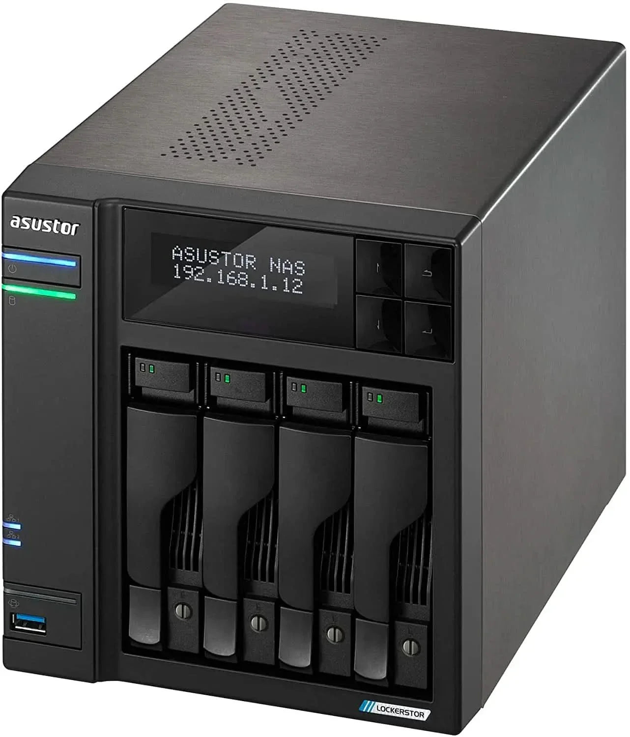 Asustor Lockerstor 4 Gen2 AS6704T - 4 Bay NAS, Quad-Core 2.0 GHz CPU, 4 M.2 NVMe Slots, Dual 2.5GbE, Upgradable to 10GbE, 4GB DDR4 RAM, Network Attached Storage