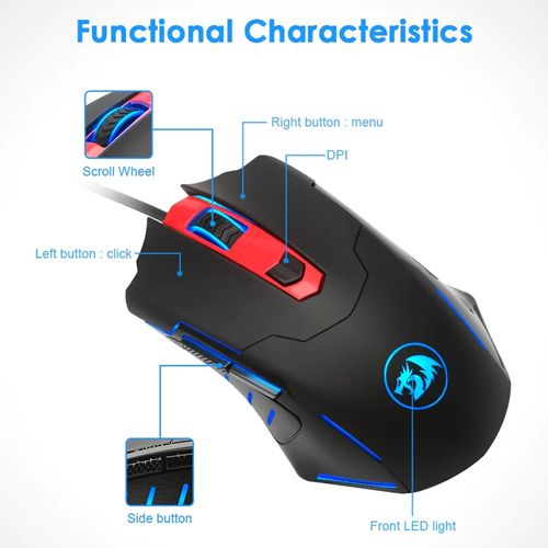 REDRAGON Pegasus M705 Wired Ergonomic Gaming Mouse ( 7200DPI / 7 Macro Button ) ( Black)