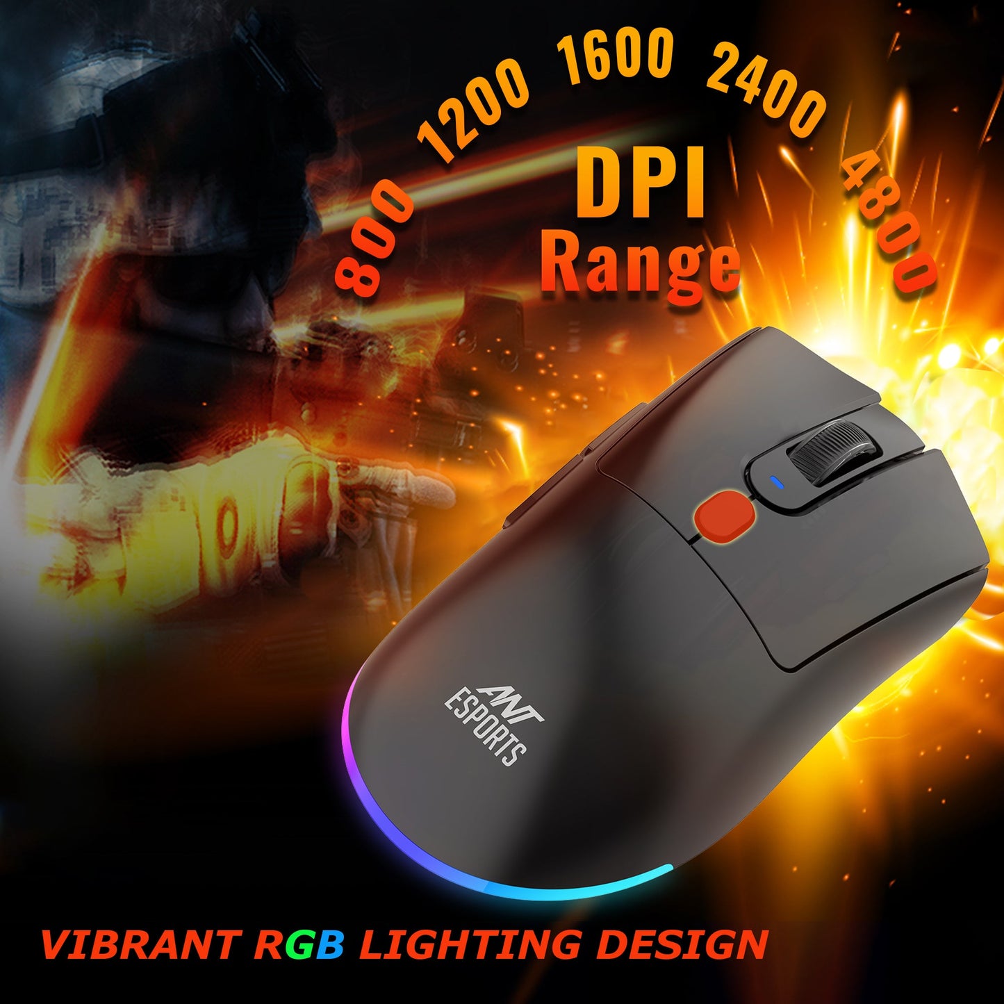 ANT ESPORTS GM900 WIRELESS OPTICAL GAMING MOUSE WITH CHARGING DOCK - BLACK