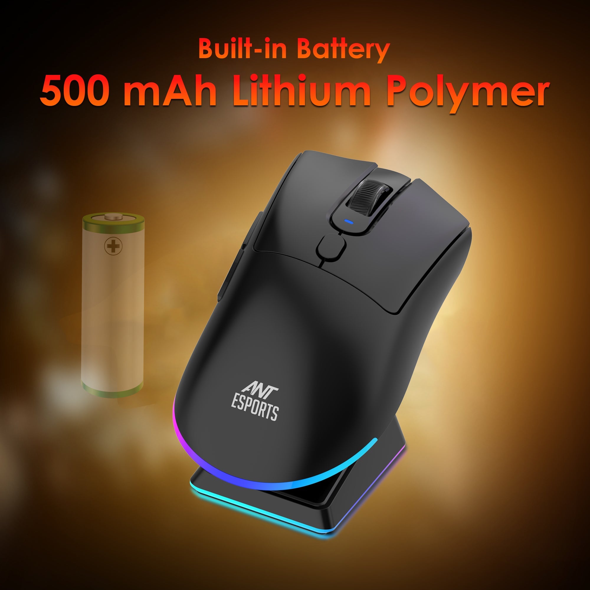 ANT ESPORTS GM900 WIRELESS OPTICAL GAMING MOUSE WITH CHARGING DOCK - BLACK