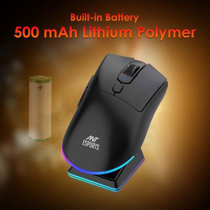 ANT ESPORTS GM900 WIRELESS OPTICAL GAMING MOUSE WITH CHARGING DOCK - BLACK