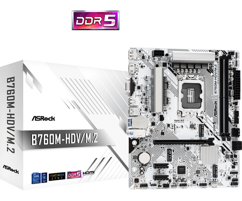 ASROCK B760M-HDV/M.2 DDR5 Intel Motherboard ( White )