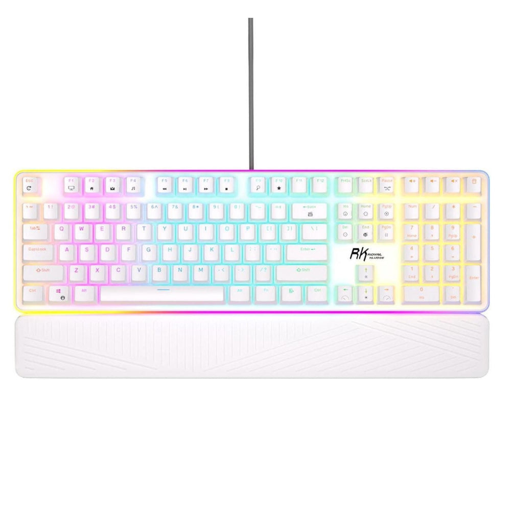 ROYAL KLUDGE RK918 Full Size Wired Mechanical Gaming Keyboard ( White ) ( Blue Switch )