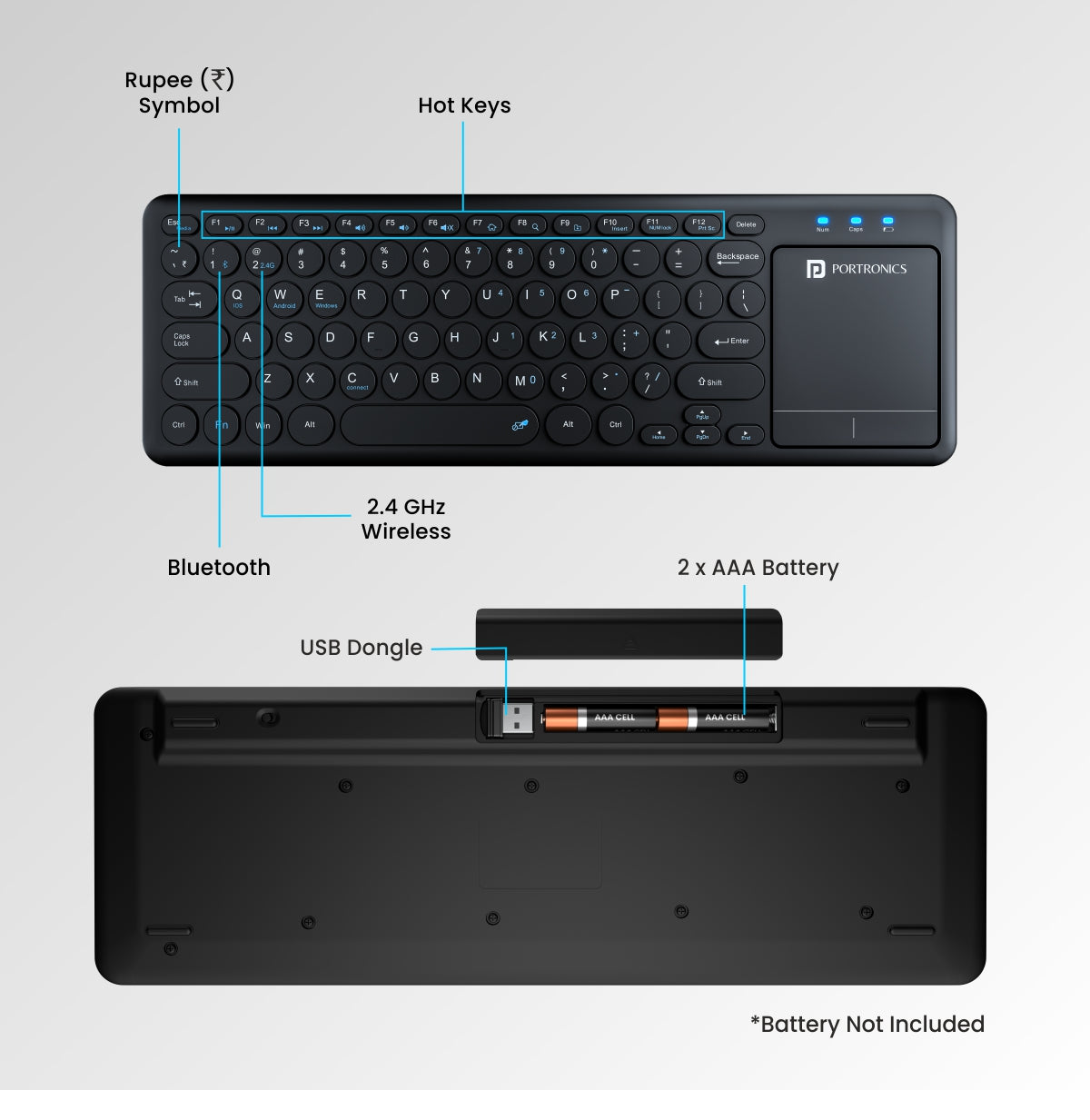 Bubble Pro Wireless Keyboard with Touchpad