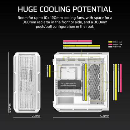 CORSAIR CHASSIS 5000T - CC-9011301-WW- MID-TOWER PC CASE WITHOUT PSU , WHITE