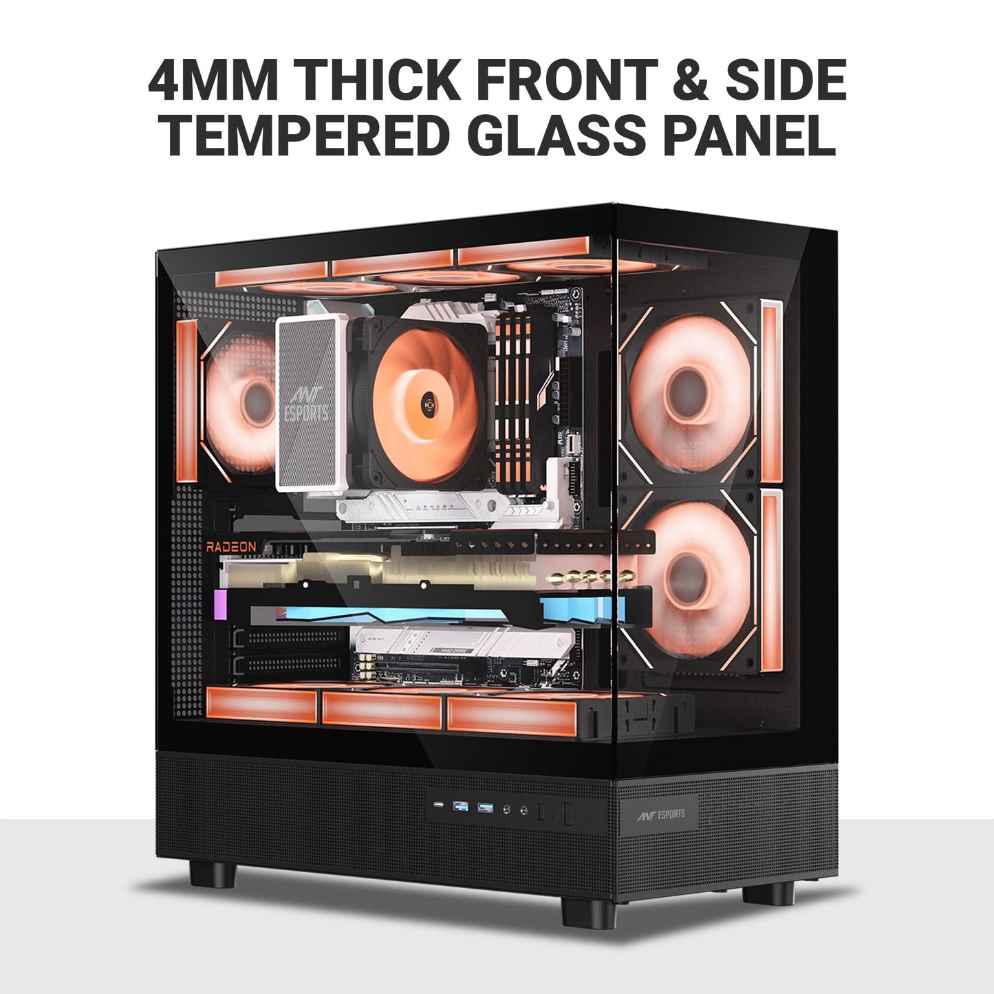 ANT ESPORTS CRYSTAL X6 ATX CABINET BLACK