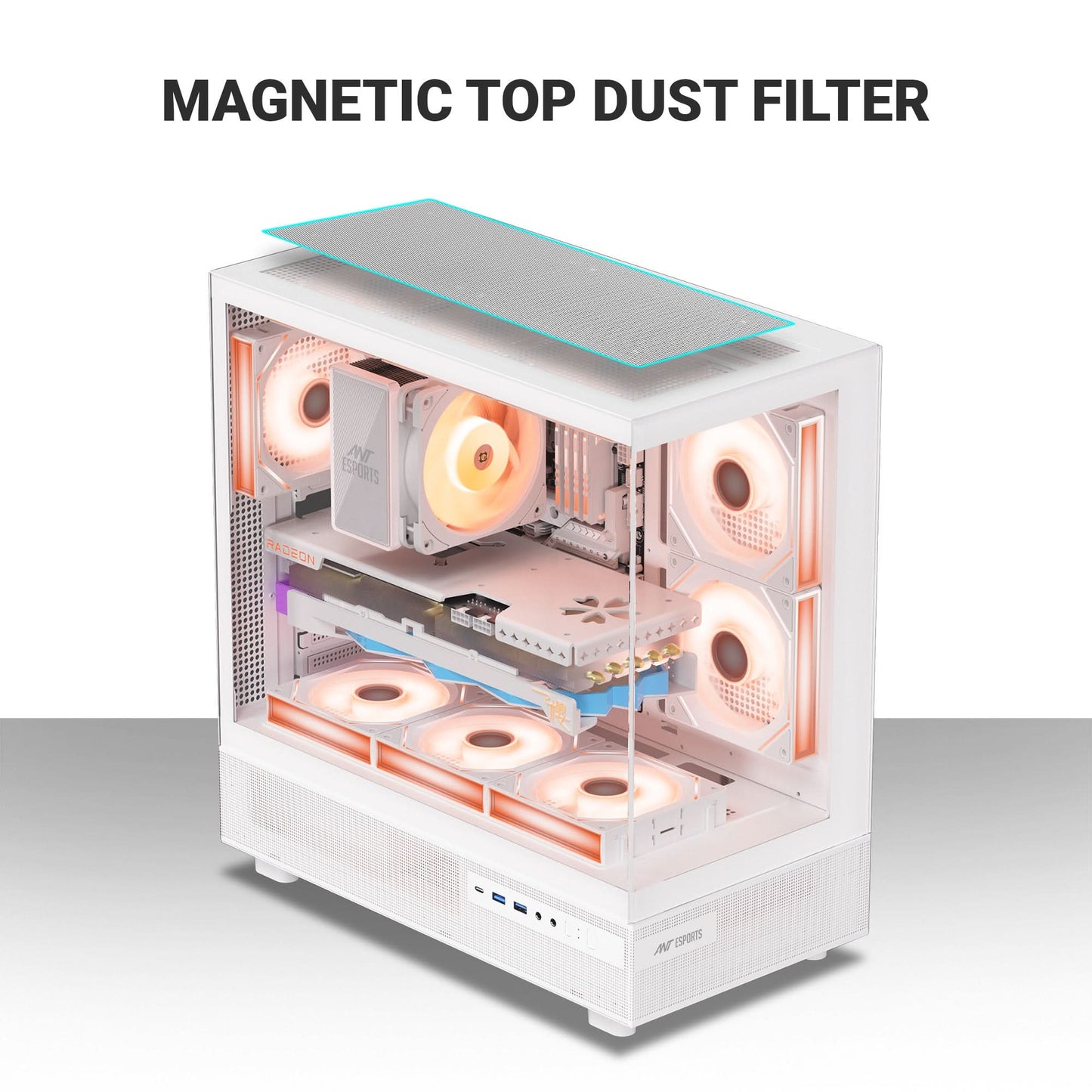 ANT ESPORTS CRYSTAL X6 ATX CABINET WHITE