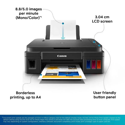 Canon PIXMA MegaTank G2012 All in One Inktank Colour Printer with 2 Additional Black Ink Bottles (Per Black Bottle Yield 6000 Prints and Colour 7000 Prints) for Home/Office
