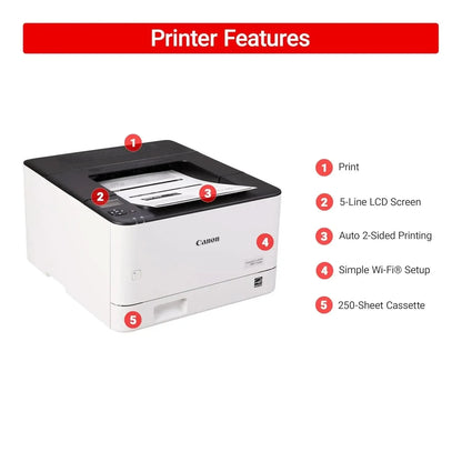Canon imageCLASS LBP172dw Monochrome Duplex, Wireless Laser Printer, Single Function, Home Office, Mobile Ready White