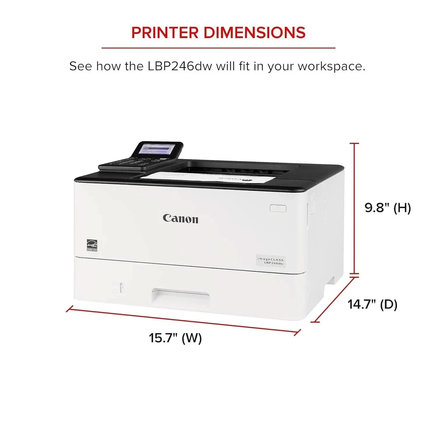 Canon imageCLASS LBP246dw - Monochrome Duplex, Wireless Laser Printer, Single Function, Mobile Ready, 42 PPM, White
