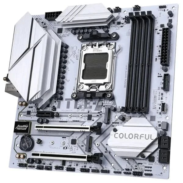 Colorful BATTLE AX B650M WHITE WIFI V15 WiFi-6 AMD B650 AM5 DDR5 MicroATX Motherboard (White)