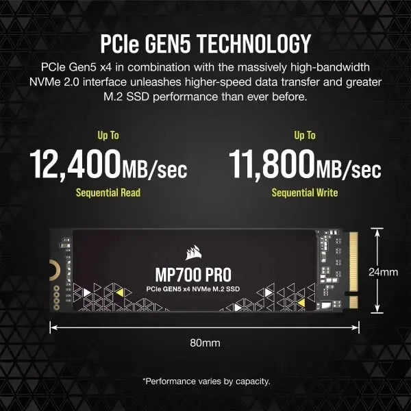 CORSAIR CSSD-F2000GBMP700PNHMP700 PRO 2TB PCIE GEN5 X4 NVME 2.0 M.2 SSD