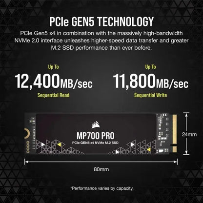 CORSAIR CSSD-F2000GBMP700PNHMP700 PRO 2TB PCIE GEN5 X4 NVME 2.0 M.2 SSD