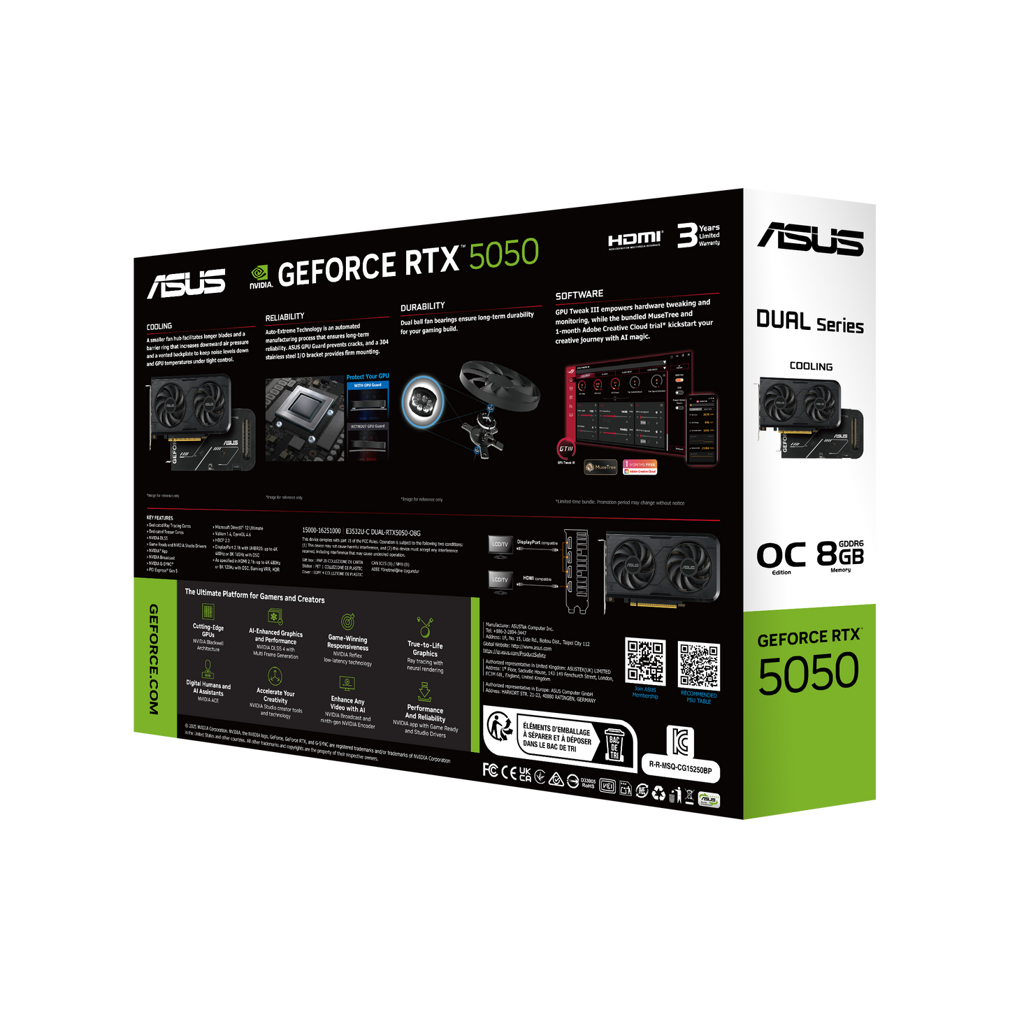 ASUS DUAL RTX 5050 8GB GDDR6 OC EDITION GRAPHICS CARD (DUAL-RTX5050-O8G)