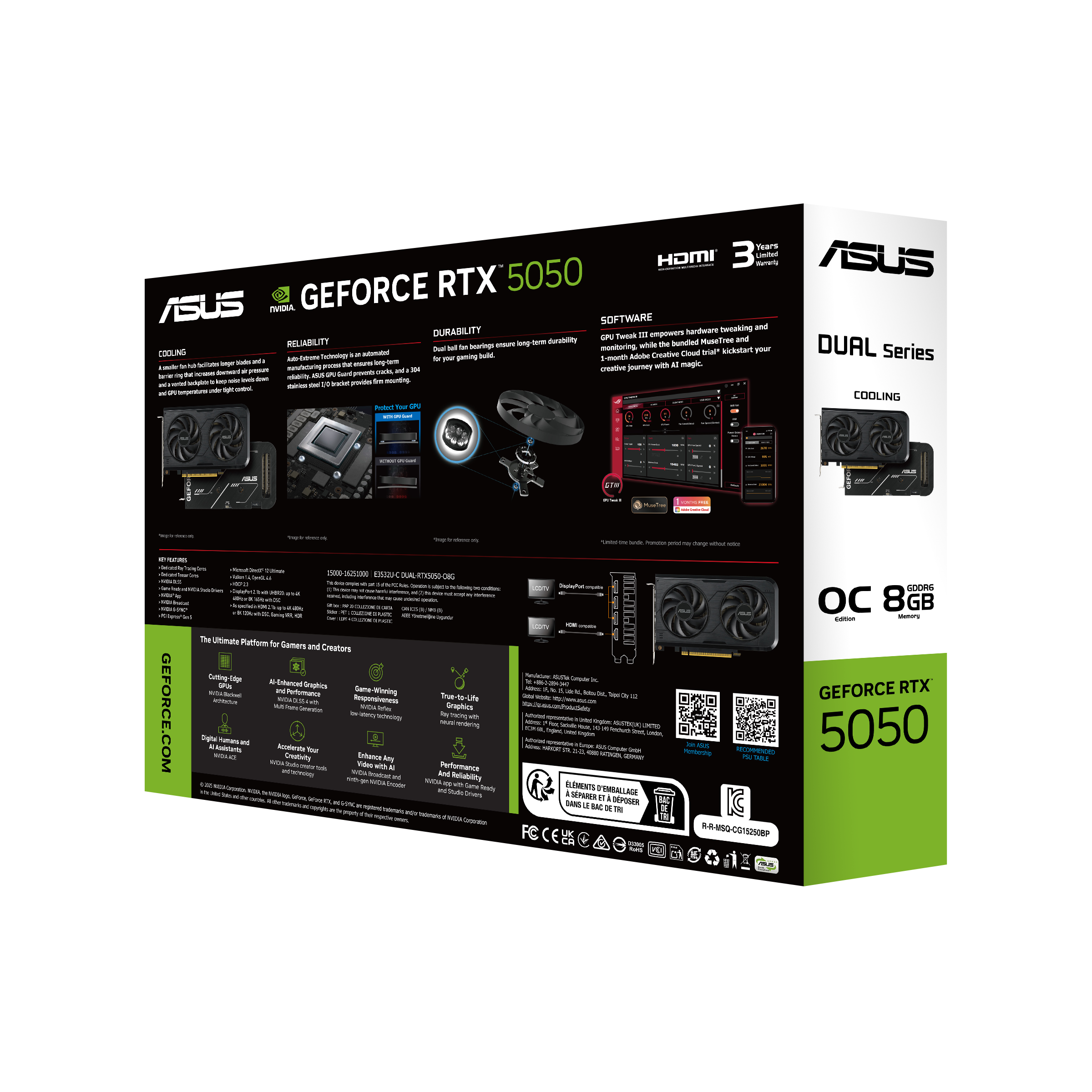 ASUS DUAL RTX 5050 8GB GDDR6 OC EDITION GRAPHICS CARD (DUAL-RTX5050-O8G)
