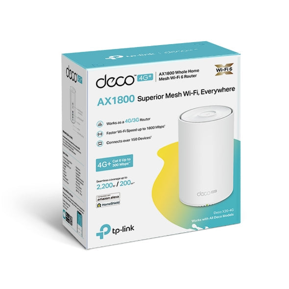 TPLink Deco X20-4G 4G+ AX1800 Whole Home Mesh WiFi 6 Gateway