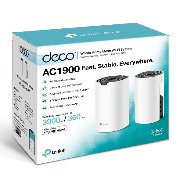 TPLink Deco S7 AC1900 (2-Pack) Dual-Band Wi-Fi Whole Home Mesh Wi-Fi System